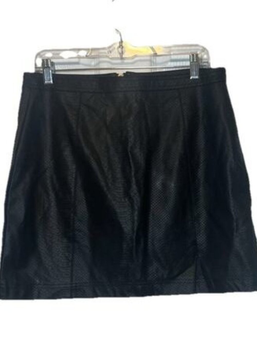 Women’s Faux Leather Mini Skirt XLg Black Straight Accent Zippers NEW